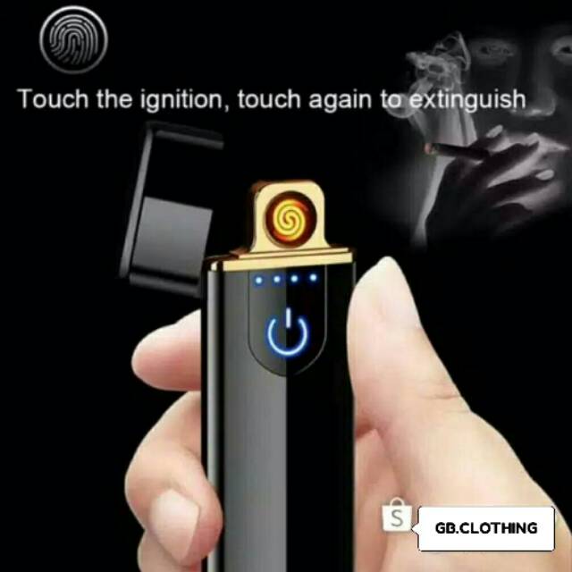 Korek Api Elektrik finger print LED indikator