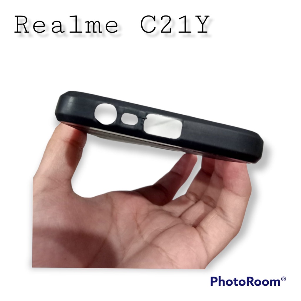 Case Slim Fit Carbon Realme C21Y 6.5 inchi Softshell Fiber Multi Carbon Anti Melar Elastis