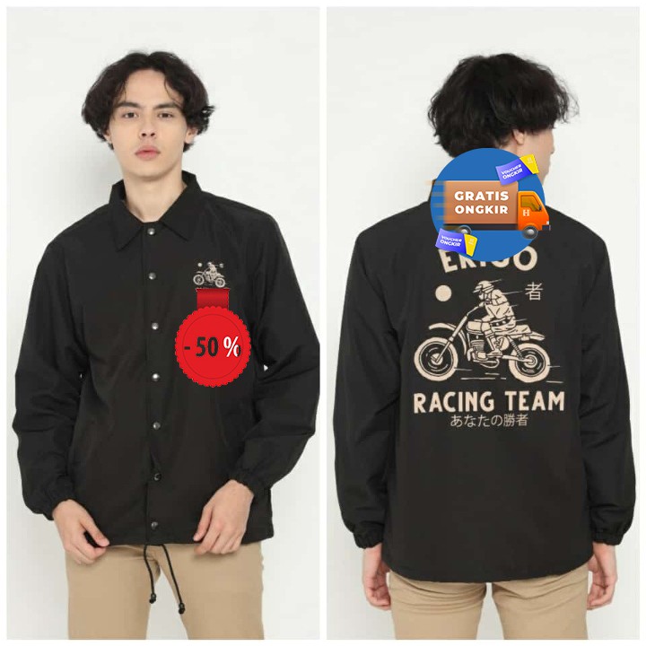 Jaket Coach Apparel Parasut Taslan Cream Bike-1