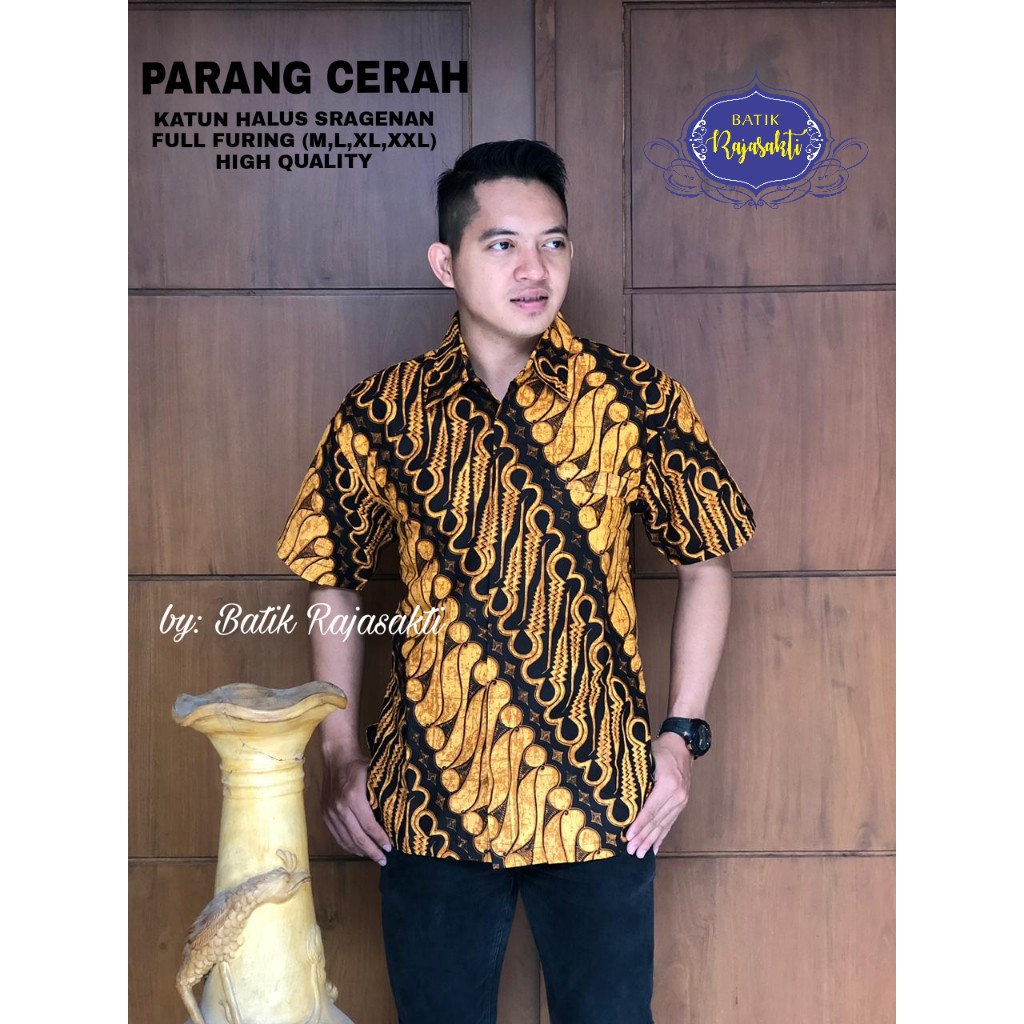 PARANG CERAH Kemeja Batik Pria Lengan Pendek Katun Halus FULL FURING Rajasakti