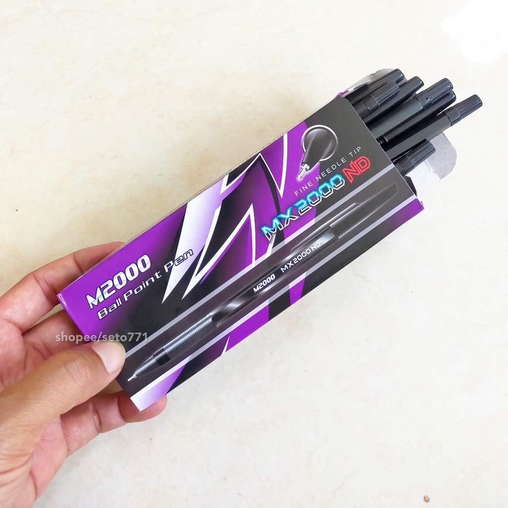 

1 DUS Ballpoint MX 200 ND Hitam Pena M2000 Fine Needle Tip Ball Point MX2000ND Isi 12