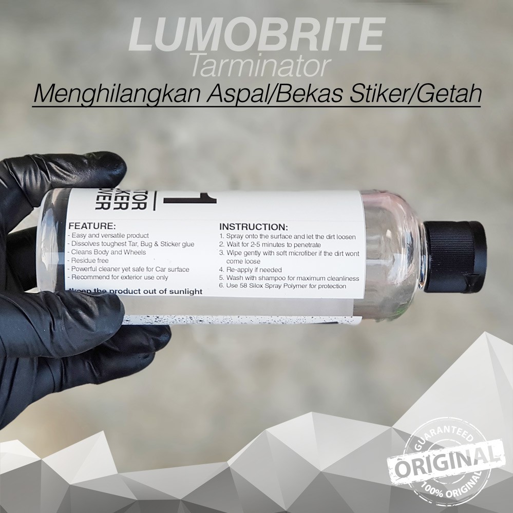 Tar Remover Mobil Motor LUMOBRITE 1 Tarminator Tar Bug Sticker Remover SPRAY Pembersih Bekas Lem Stiker Penghilang Noda Aspal Bodi Motor Mobil Pembersih Getah Pohon Mobil Penghilang Bekas Stiker Motor