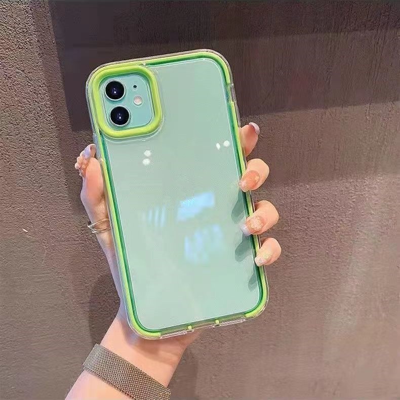 3 in 1 Soft Case TPU Transparan Warna Permen Cover iPhone 14 Pro Max 13 12 11 Pro Xs Max X Xr