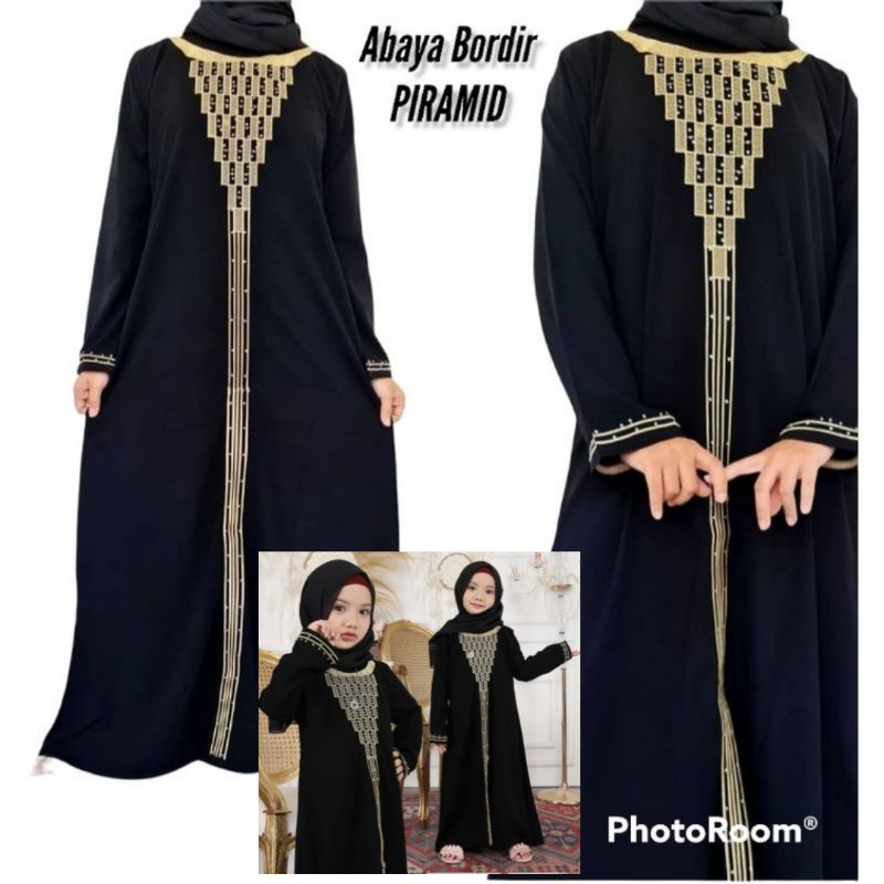 PROMO ABAYA Gamis Maxi Dress Arab Saudi Bordir Zephy Piramid Turki Umroh Dubai Turkey India Wanita Hitam WS1975MAP50
