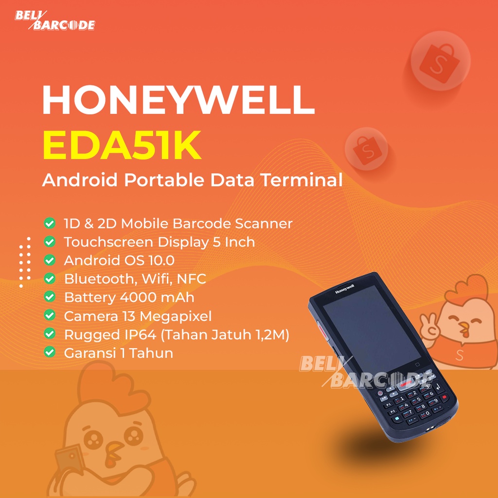 Honeywell EDA51K Scanner Mobile Barcode PDT Android 1D 2D Wifi NFC Bluetooth