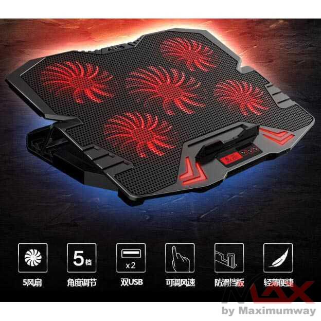 ICE COOREL FAN tatakan laptop notebook Cooling Pad Laptop 5 Kipas -Pendingin Meja Tatakan Hitam