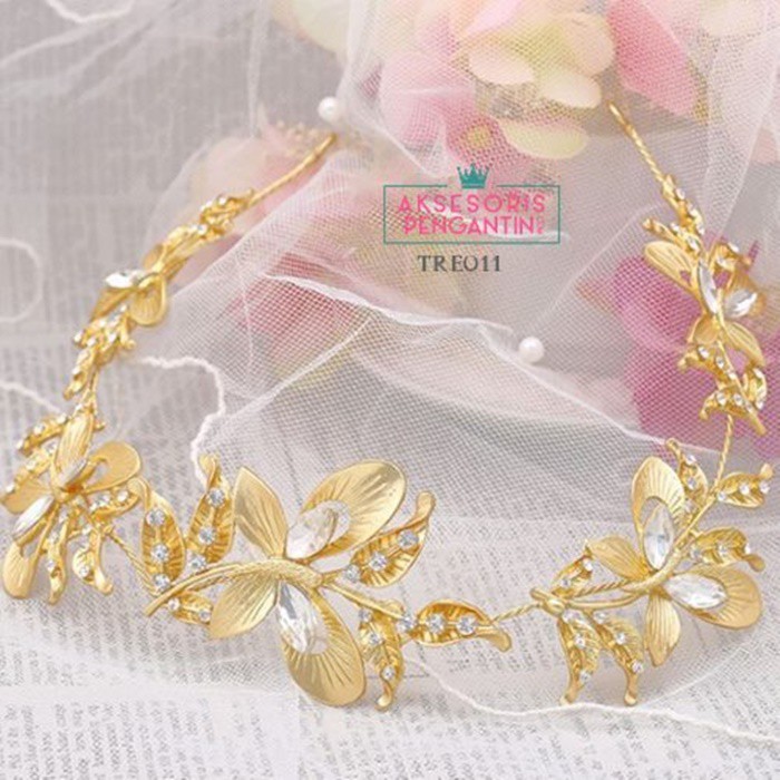 [SIAP KIRIM] AKSESORIS PENGANTIN TIARA WEDDING MAHKOTA BRIDAL HAIRBAND GOLD TRE011