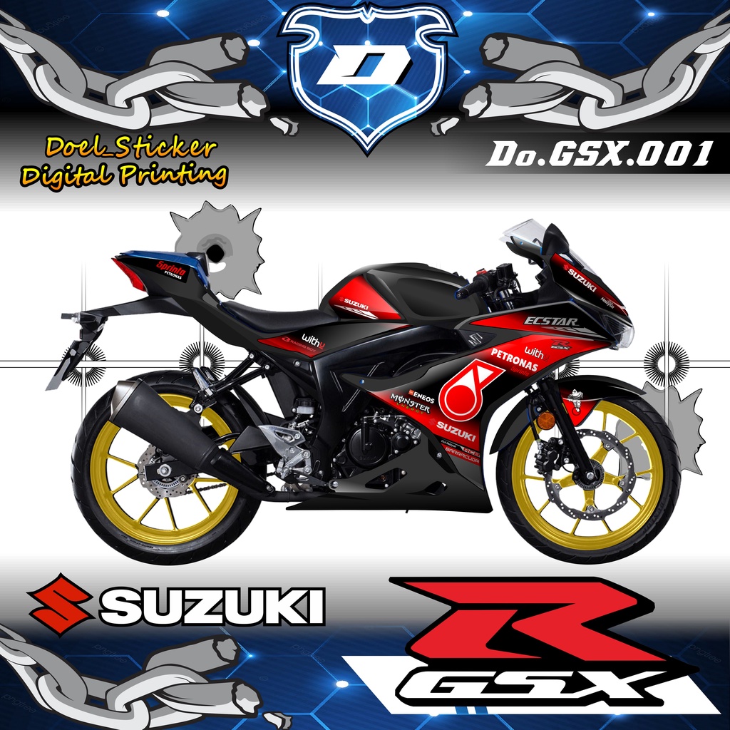 Striping SUZUKI GSX-R - Sticker Striping Variasi Motor SUZUKI GSX-R Motif Petronas 001