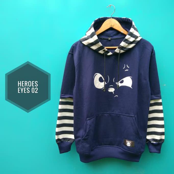 Ow494839- Jaket Wanita Pria Terbaru Salur Belang Belang Korea Premium - Biru W7Y796Ys