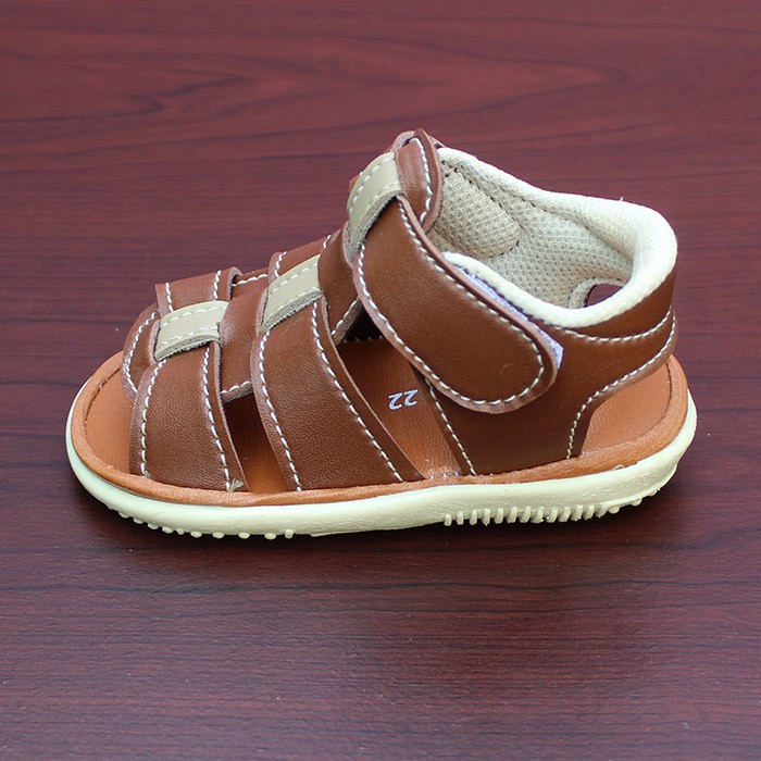 sandal anak cowok usia 1 2 tahun bunyi toet SL16 BROWN