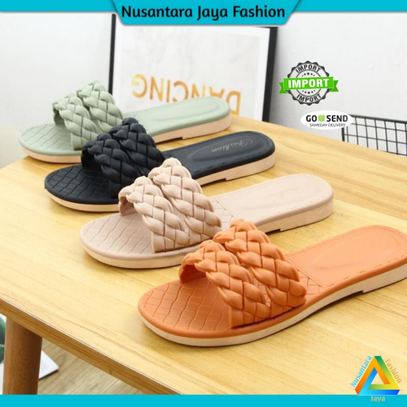 Sandal Slide Casual Wanita Strap 2 Jelly Import HYS 2132 2063