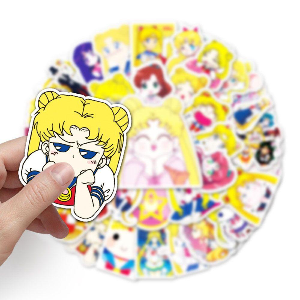 Agustina Sailor Moon Stiker Tahan Air Label Dekorasi Gitar Kartun Gadis Gaya Diary Stiker Perlengkapan Kantor Sekolah Koper Skateboard Graffiti Stiker