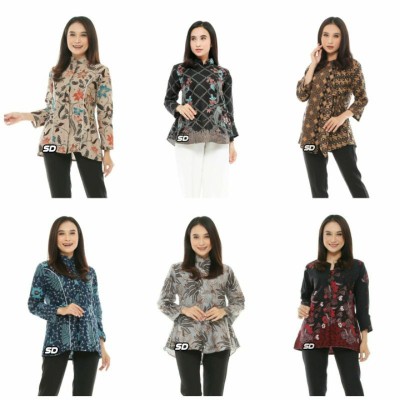 Tey-17 Batik Wanita Asj Sa Hrb026 Kenongo Kemeja Tosca Pendek