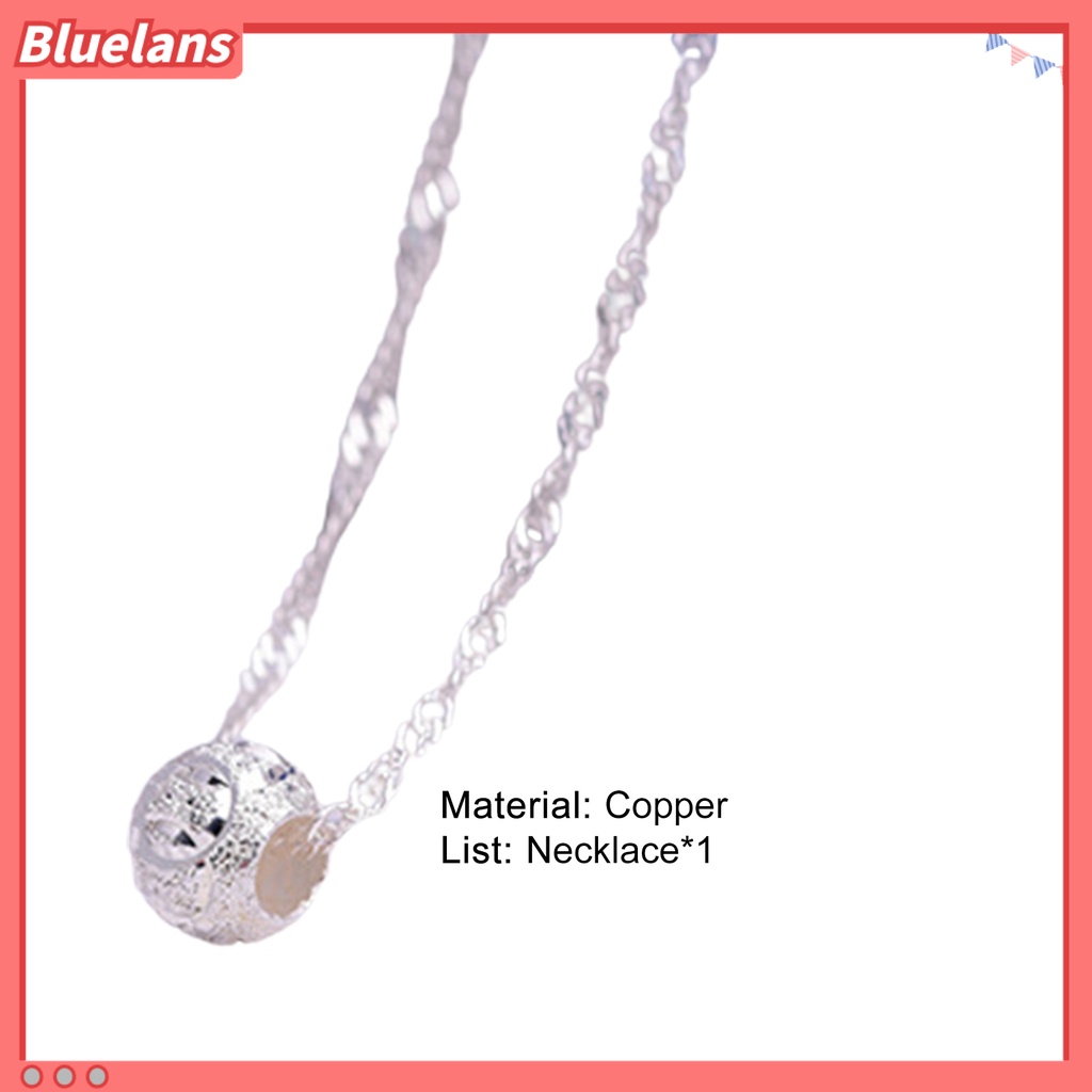 Bluelans Kalung Rantai Liontin Manik-Manik Gelombang Air Bahan Stainless Steel Warna Silver Untuk Wanita