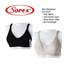 Sorex Bra Menyusui Busa Tipis Tanpa kawat Kait 2 Cup Setara Cup B Nursing Bra BH 8119