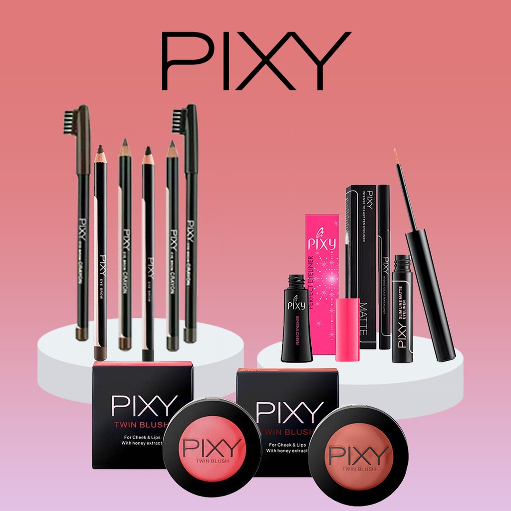 Pixy Eyebrow Pencil, Crayon, Eyeliner Pencil, Black, Slim Matte, Intense To Last Pen, Twin Blush