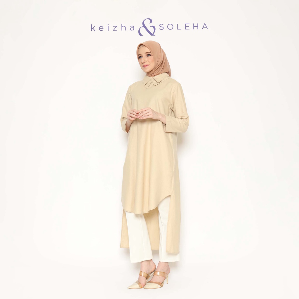 KEIZHA &amp; SOLEHA Double Dress Midi - Gaun Gamis Kemeja Panjang Terusan