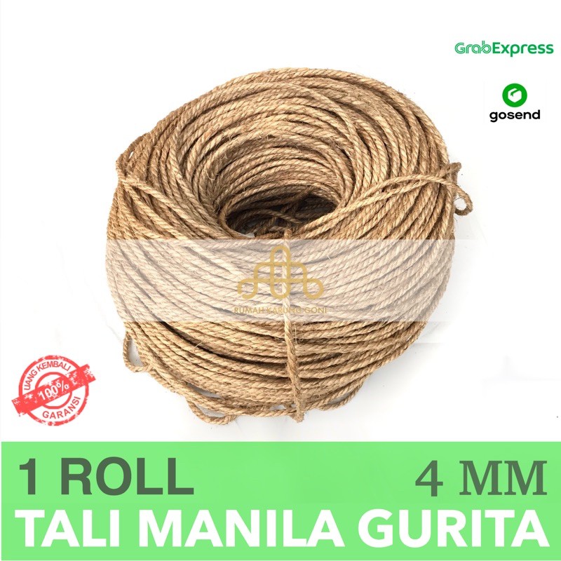 Tali Manila Gurita 4 MM Rollan 330 Meter - Distributor Tali Tambang Tampar Serat Manila