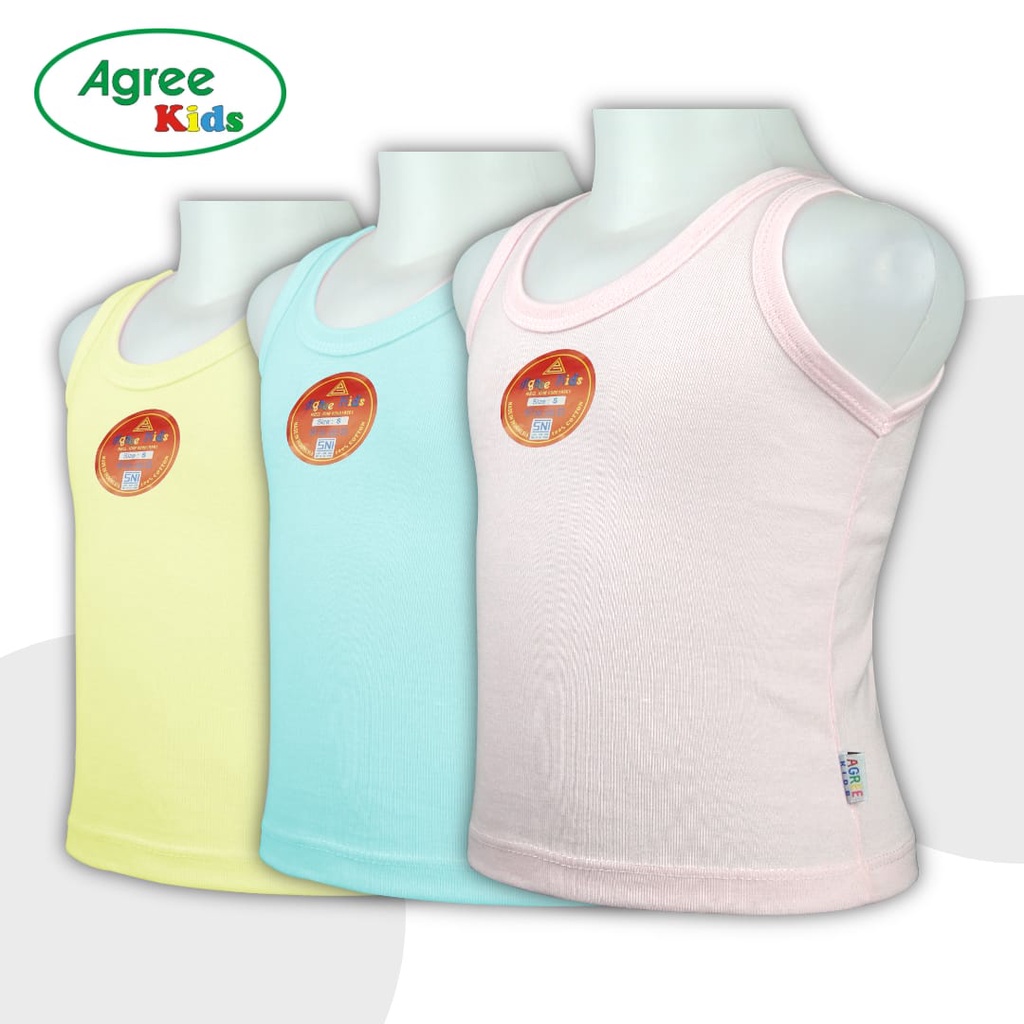 Agree Kids - 3 Pcs Kaos Dalam Anak - Singlet Anak Warna