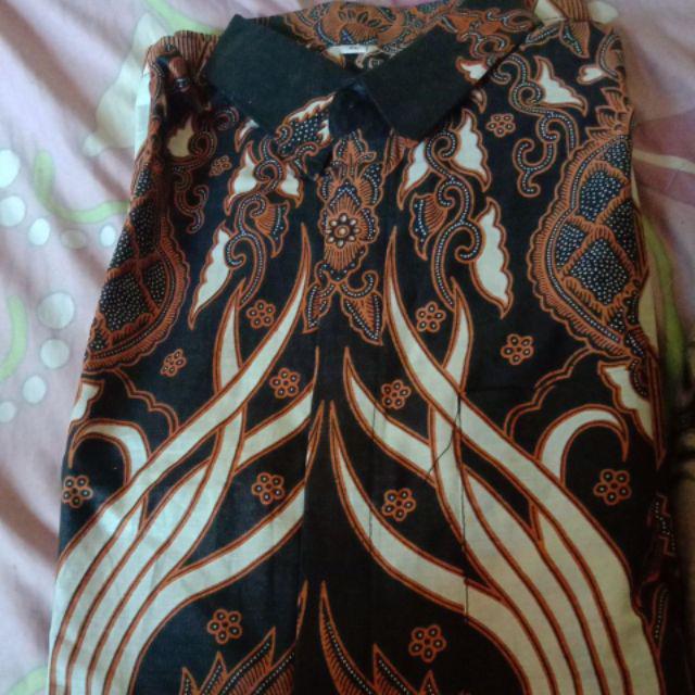 Kemeja Batik Pria Lengan Panjang Size M L Xl Xxl  Bswart Batik Hrb026 Kenongo Hem Panjang Padi