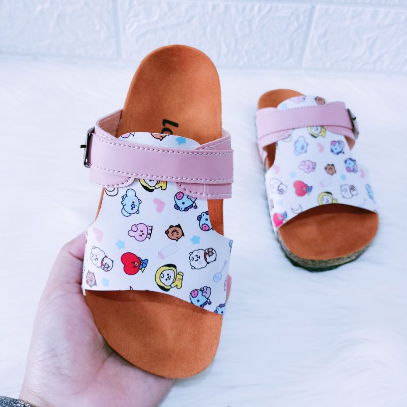 Sandal anak casual sendal selop imitasi  motif boneka putih kekinian murah