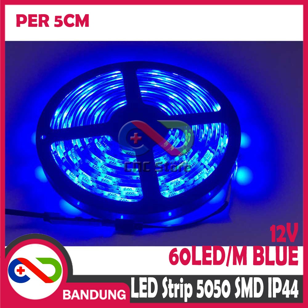 LAMPU LED STRIP LIGHT BIRU 5050 SMD IP44 OUTDOOR 5 CM WATERPROOF