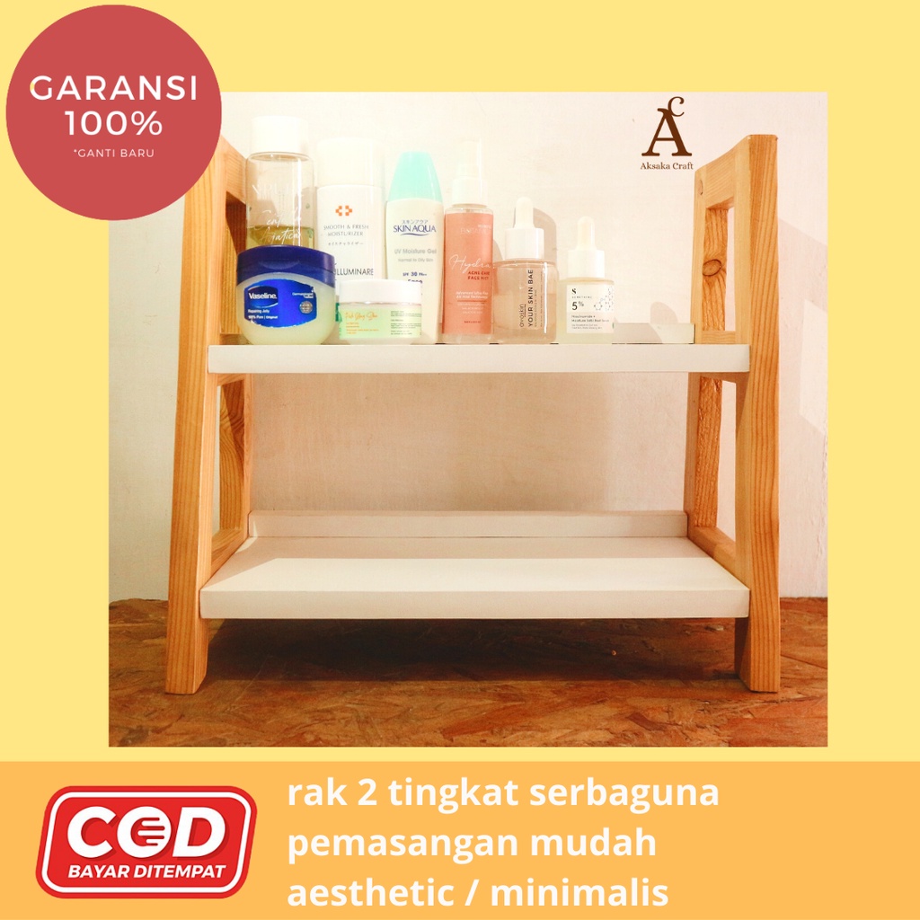 Rak skincare kayu/ Rak serbaguna / Rak aesthetic