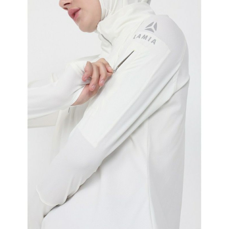 lamia smart pocket baju olahraga anti uv lengan panjang putih