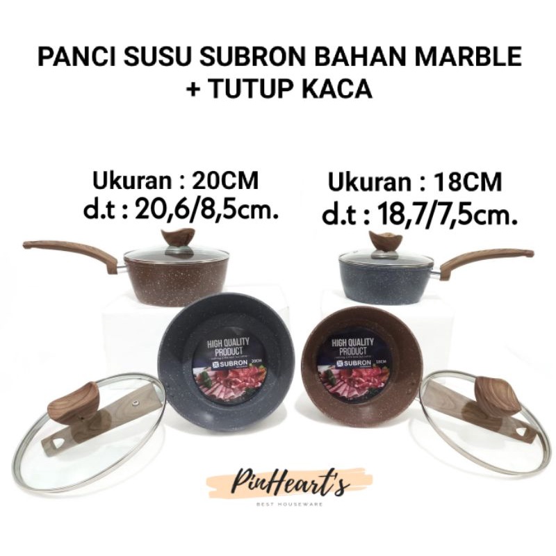 PANCI SUSU MARBLE SUBRON + TUTUP KACA UKURAN 18CM & 20CM | PANCI SUSU