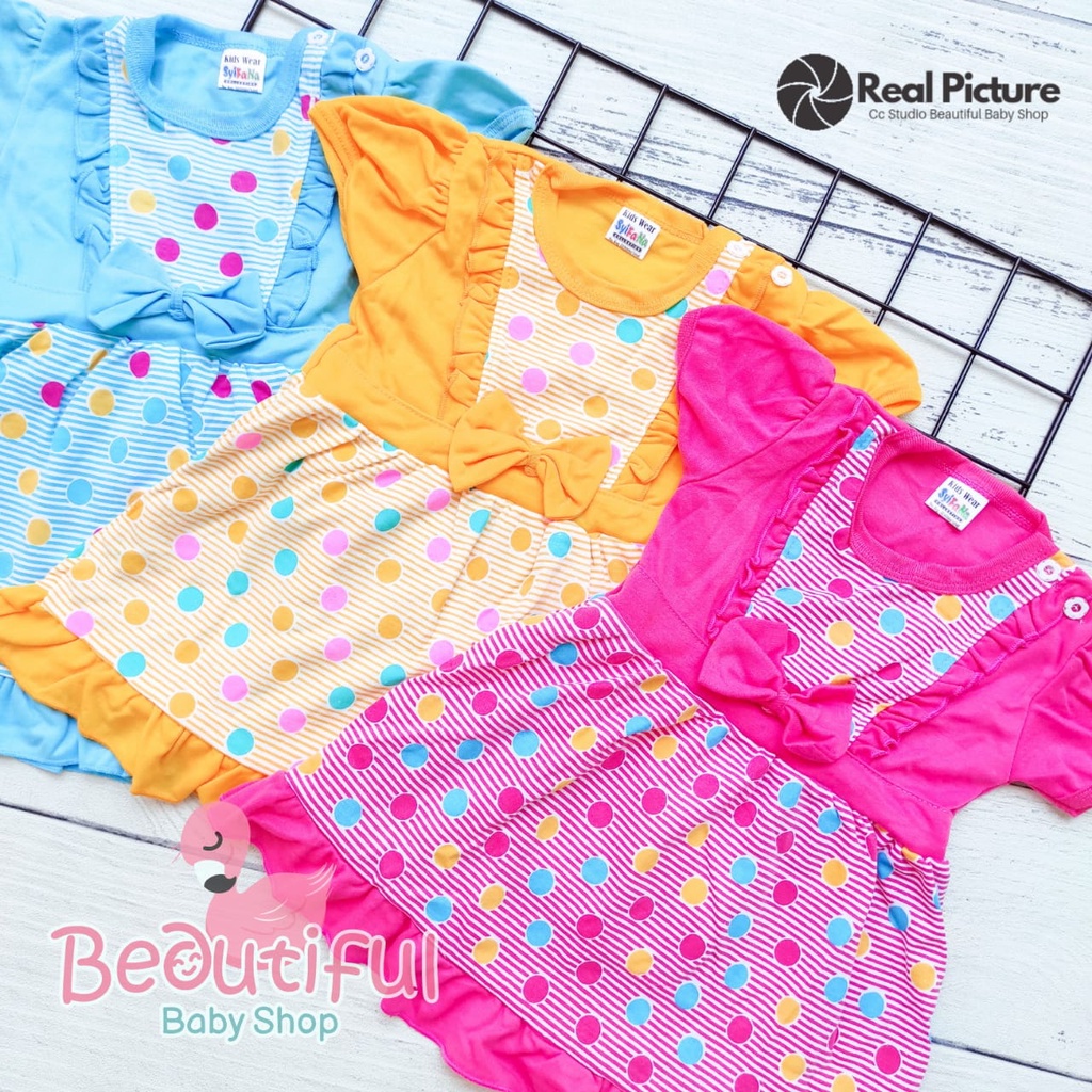Dress Bayi Perempuan Motif Polka Balon / Rok Baju Bayi Perempuan  Merk Syifana / Baby.ou