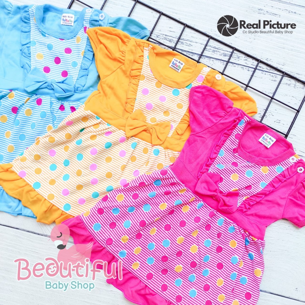 Dress Bayi Perempuan Motif Polka Balon / Rok Baju Bayi Perempuan  Merk Syifana / Baby.ou