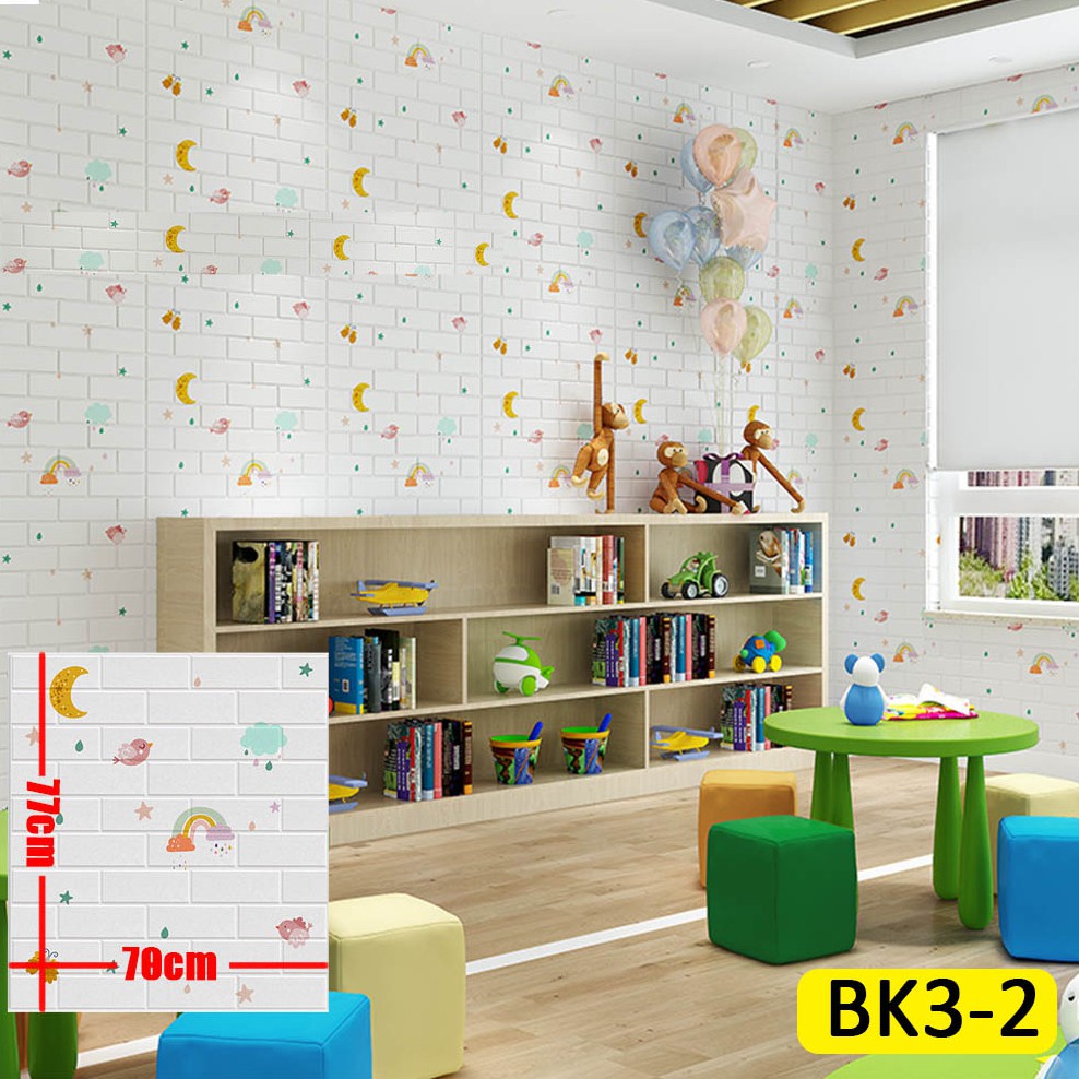 Wallpaper 3d foam dinding kamar tidur / stiker dinding foam batik ukuran 70x70cm brickfoam bata best seller-2