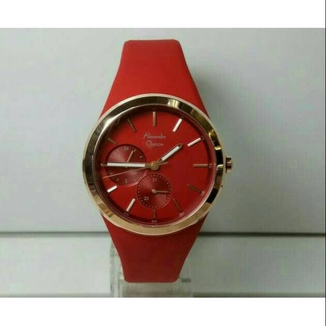 JAM TANGAN WANITA ALEXANDRE CHRISTIE AC 2663 ROSEGOLD RED ORIGINAL