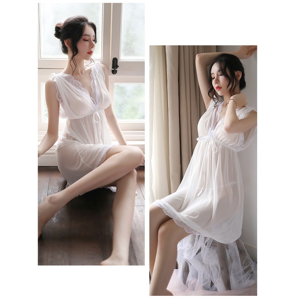 d1976 Baju Haram Lingerie Lingeri Lingery Wanita Jumbo Sexy Hot Size M L XL 2XL 3XL OFL-F352-Putih