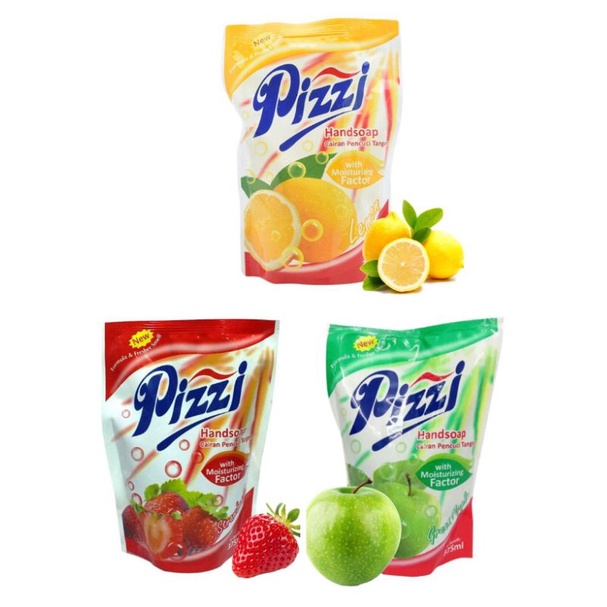 Pizzi Hand Soap Sabun Cuci Tangan Strawberry / Apel / Lemon Pouch 375 mL