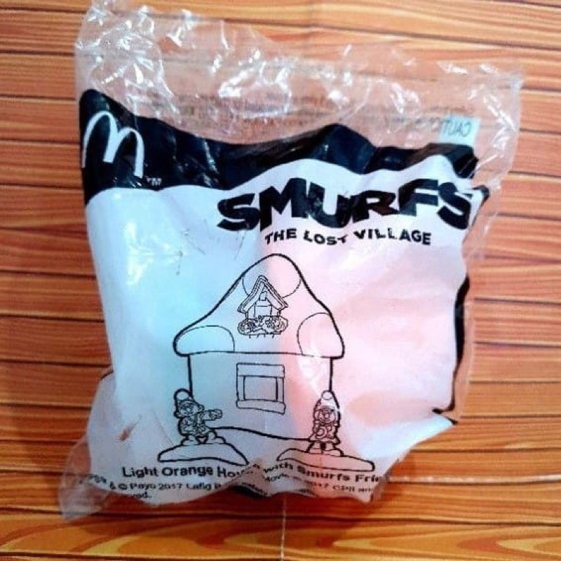 Mainan anak toys happy meal mcd Smurf edisi Light orange house Langka