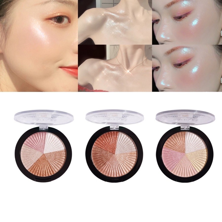 SANIYE E0155 Shimmer Wajah Highlighter Dan Eyeshadow Palette Profesional Makeup【BPOM】 5 Warna