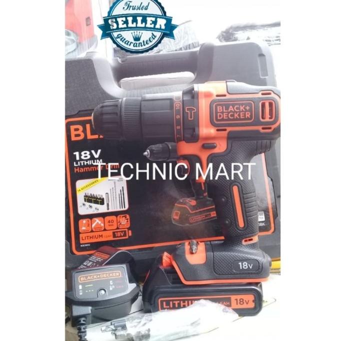 Bor Baterai Tembok Beton Black+Decker Bdchd18K/ Cordless 18V Li-Ion Termurah