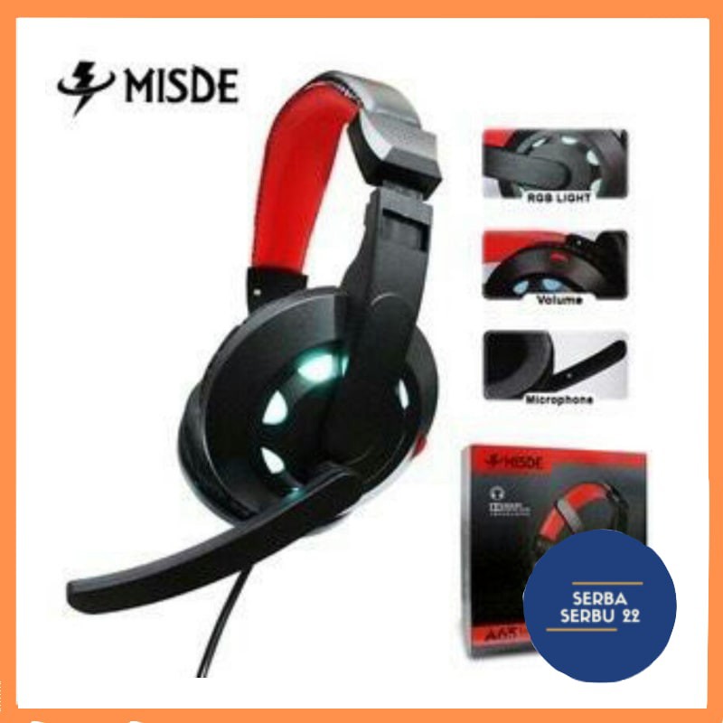 Headset Gaming Misde A65 LED ORIGINAL | EARPHONE GAMING | SUPER BASS [ss]