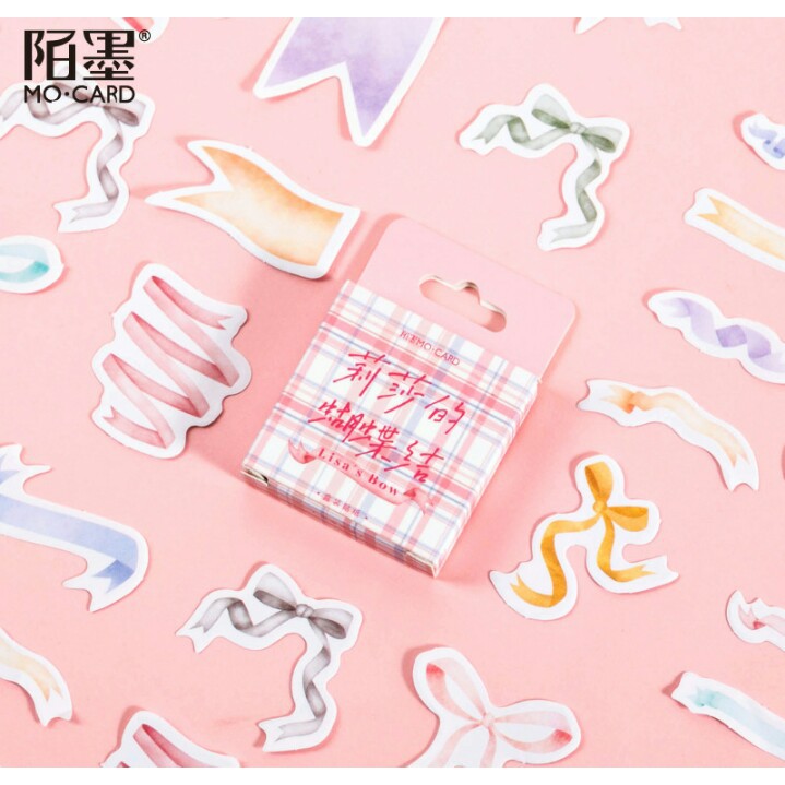 

46pcs aesthetic stiker box Pita/Ikatan simpul lucu utk dekorasi scrapbook/album