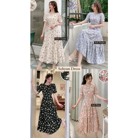D0598 SOHYUN KOREAN FLORAL VINTAGE MIDI DRESS