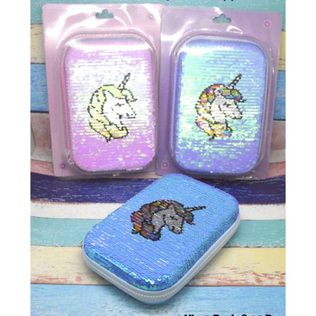 

Kotak pensil seQuin blister warna warni karakter unicorn uk standar 20 x 15 cm