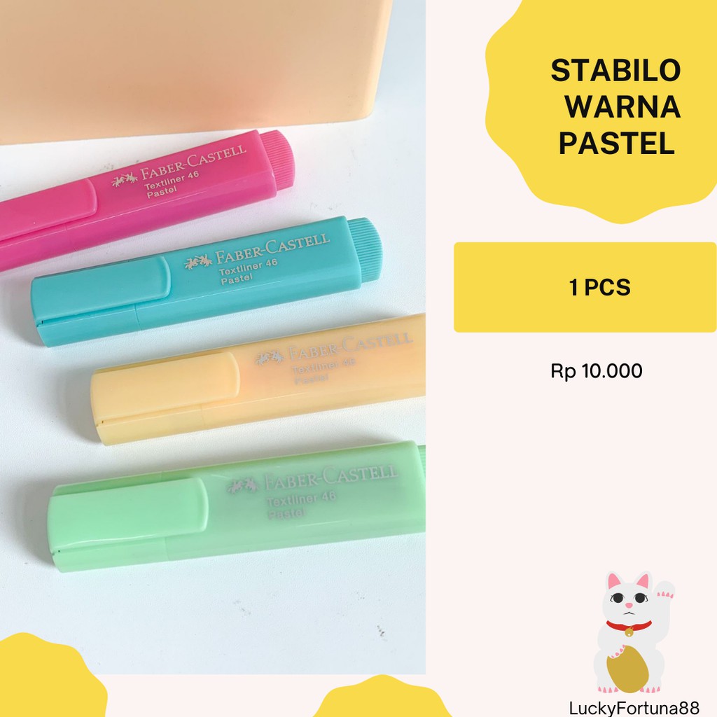 

[LuckyFortuna88] highlighter Pastel FaberCastell Stabilo Pastel Faber Castell Alat Tulis Kantor Lucu Termurah Cod Jakarta