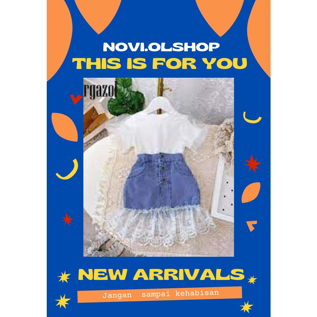 setelan baju stelan atasan kemeja pakaian anak perempuan cewek 2-5 tahun mode korean korea style big