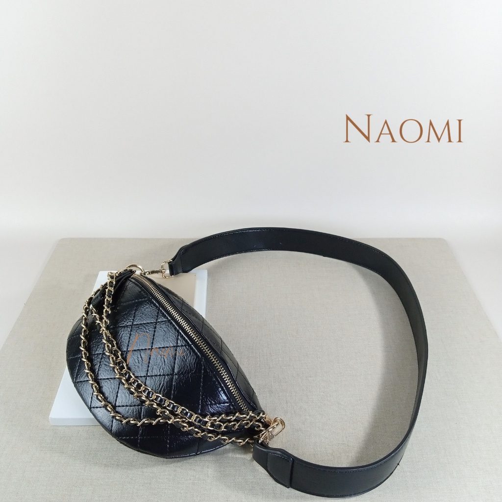 NAOMI - Ellen Livia Waist Bag Import - Tas Wanita Black - Cross Bag Premium Fashion - Tas Wanita