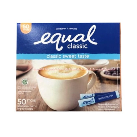 Equal Classic 50Sticks Classic Sweet Taste Pemanis Buatan Gula Tablet Rendah Kalori Untuk Diabetes Diabetes Diet Sukrosa Ekual Klasic Nol Gula Nol Kalori