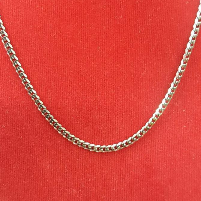 PROMO kalung besi putih asli ambon model rante gepeng 3 ml panjang 50cm