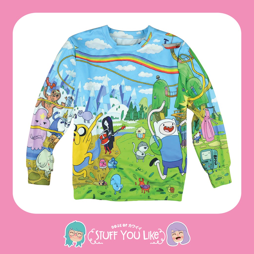 ADVENTURE TIME FINN JAKE KARTUN CARTOON NETWORK SWEATER JAKET HOODIE LENGAN PANJANG LUCU CEWEK