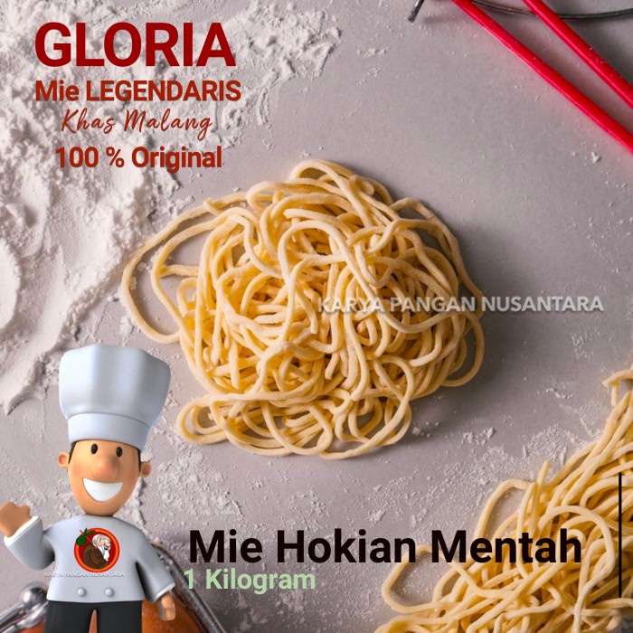 

MIE MENTAH MIE PANGSIT GLORIA MALANG MI PANGSIT MIE HOKIAN MENTAH 1KG