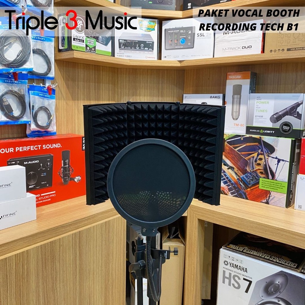 Paket Vocal booth Recording Tech B1 With Stand &amp; Pop Filter